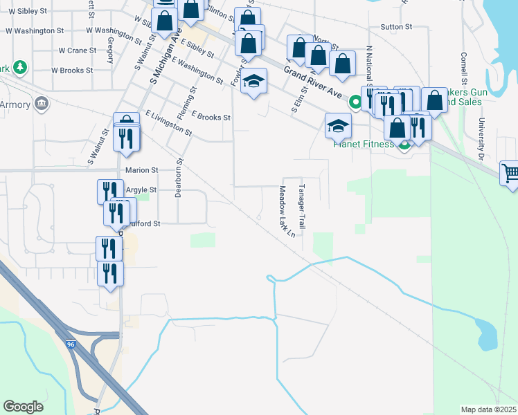 map of restaurants, bars, coffee shops, grocery stores, and more near 822 Chelsea Ridge Court in Howell