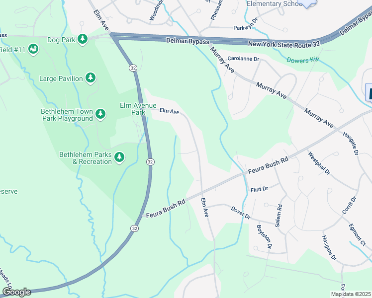 map of restaurants, bars, coffee shops, grocery stores, and more near 11 Walimary Drive in Delmar