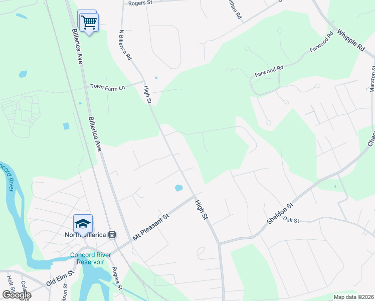 map of restaurants, bars, coffee shops, grocery stores, and more near 7 Suzannah Road in Billerica