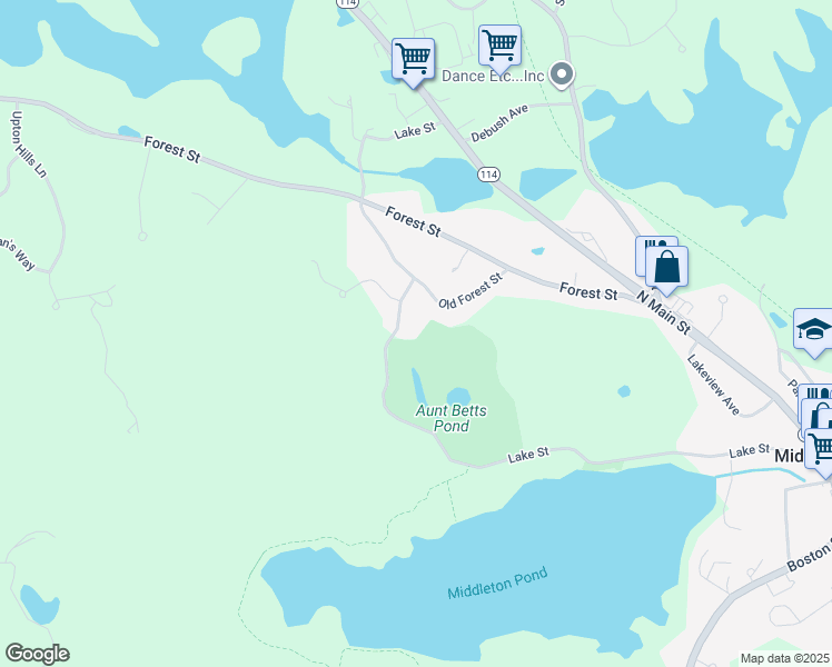 map of restaurants, bars, coffee shops, grocery stores, and more near 135 Lake St in Middleton