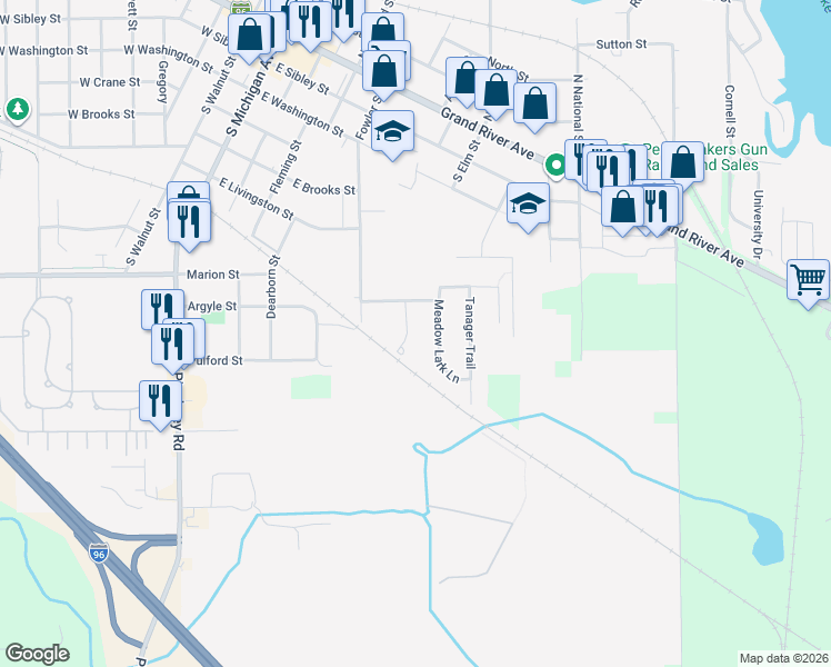 map of restaurants, bars, coffee shops, grocery stores, and more near 822 Chelsea Ridge Court in Howell