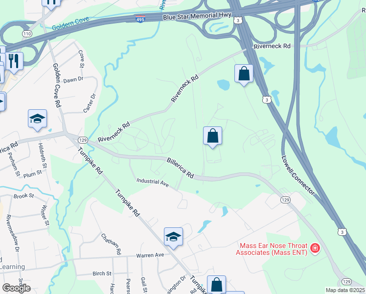 map of restaurants, bars, coffee shops, grocery stores, and more near 100 Apollo Drive in Chelmsford