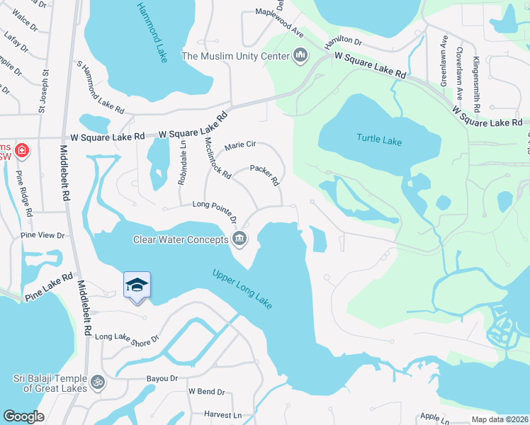 map of restaurants, bars, coffee shops, grocery stores, and more near 1831 Long Pointe Drive in Bloomfield Township