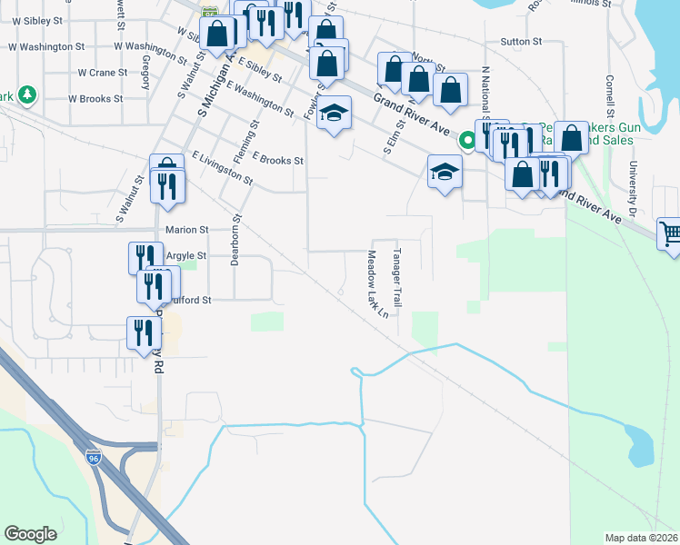 map of restaurants, bars, coffee shops, grocery stores, and more near 822 Chelsea Ridge Court in Howell