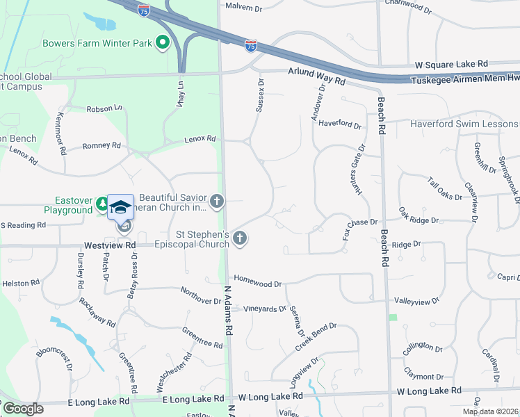 map of restaurants, bars, coffee shops, grocery stores, and more near 2953 Squire Court in Troy