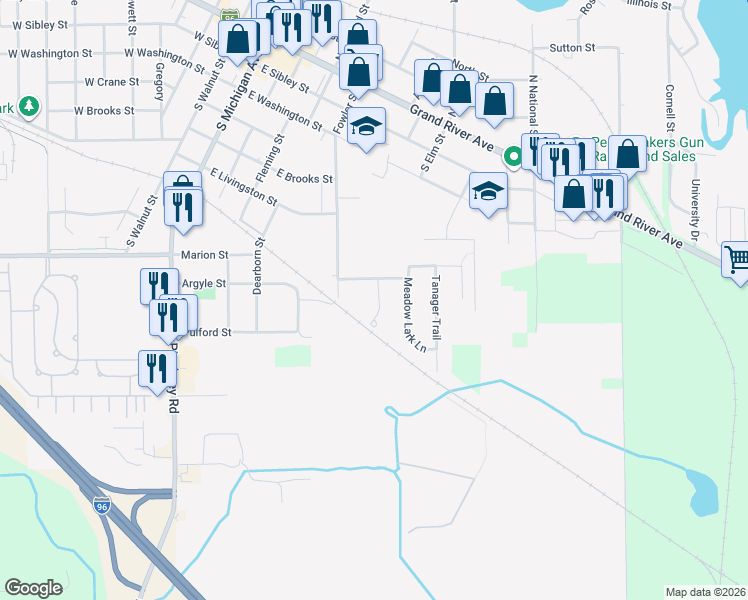map of restaurants, bars, coffee shops, grocery stores, and more near 822 Chelsea Ridge Court in Howell