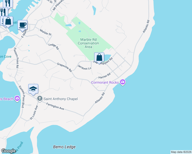 map of restaurants, bars, coffee shops, grocery stores, and more near 4 Harriett Road in Gloucester
