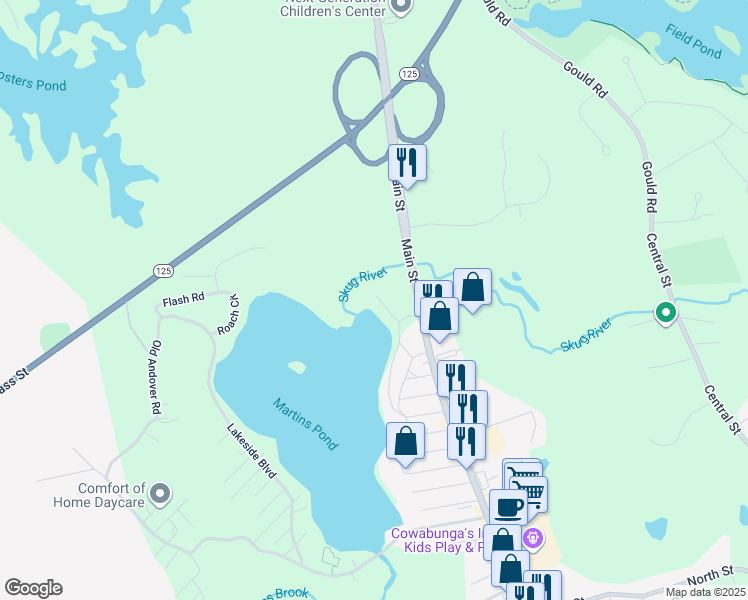 map of restaurants, bars, coffee shops, grocery stores, and more near 10 Batchelder Avenue in North Reading