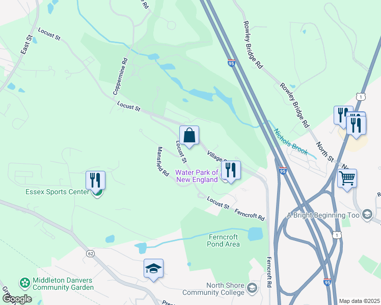 map of restaurants, bars, coffee shops, grocery stores, and more near 35 Village Road in Middleton