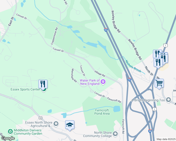 map of restaurants, bars, coffee shops, grocery stores, and more near 35 Village Road in Middleton