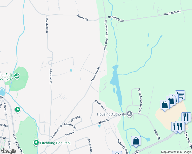 map of restaurants, bars, coffee shops, grocery stores, and more near 665 Townsend Street in Fitchburg