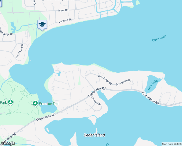 map of restaurants, bars, coffee shops, grocery stores, and more near 4740 Dow Ridge Road in West Bloomfield Township