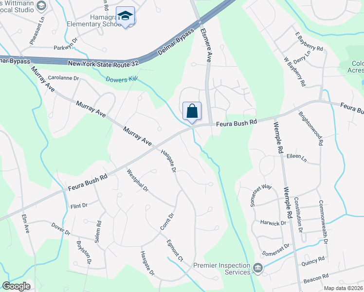 map of restaurants, bars, coffee shops, grocery stores, and more near 11 McCombe Drive in Delmar