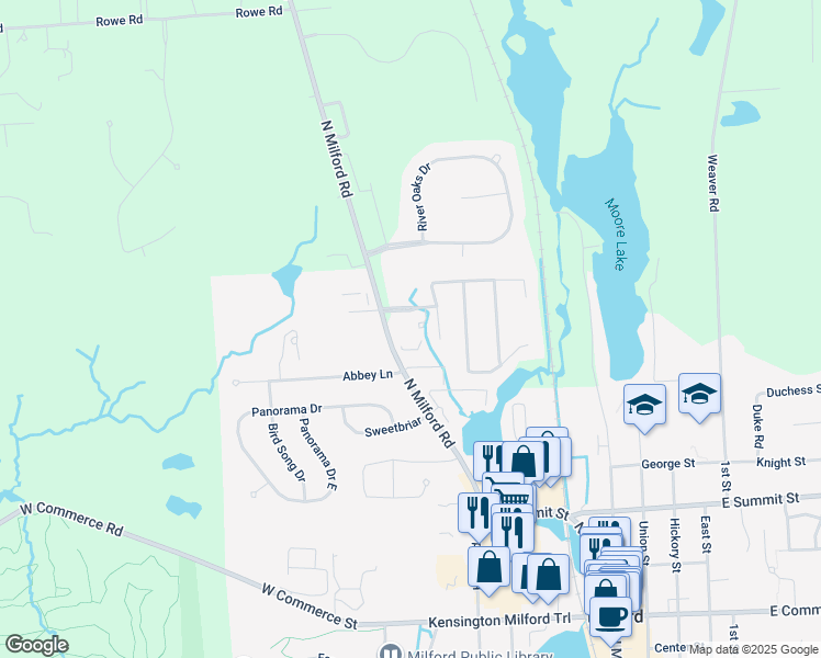 map of restaurants, bars, coffee shops, grocery stores, and more near 700 Napa Valley Drive in Milford