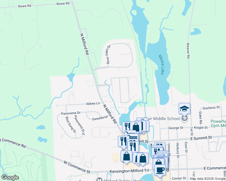 map of restaurants, bars, coffee shops, grocery stores, and more near 622 Napa Valley Drive in Milford Charter Township