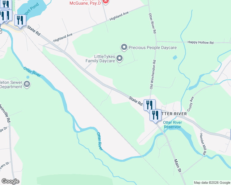map of restaurants, bars, coffee shops, grocery stores, and more near 175 State Road in Templeton