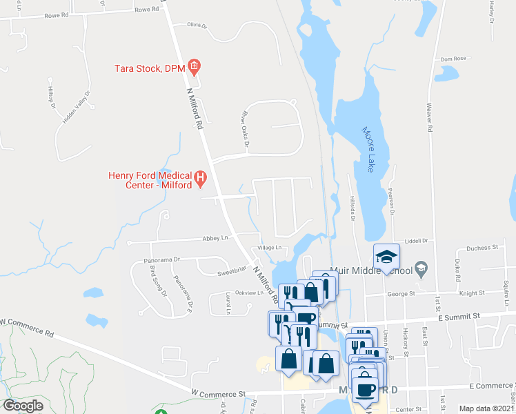 map of restaurants, bars, coffee shops, grocery stores, and more near 700 Napa Valley Drive in Milford Charter Township