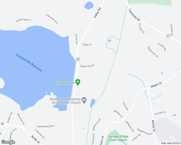 map of restaurants, bars, coffee shops, grocery stores, and more near 5 Bunting Way in Danvers