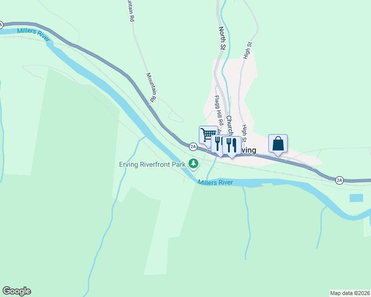 map of restaurants, bars, coffee shops, grocery stores, and more near 6-98 Mohawk Trail in Erving