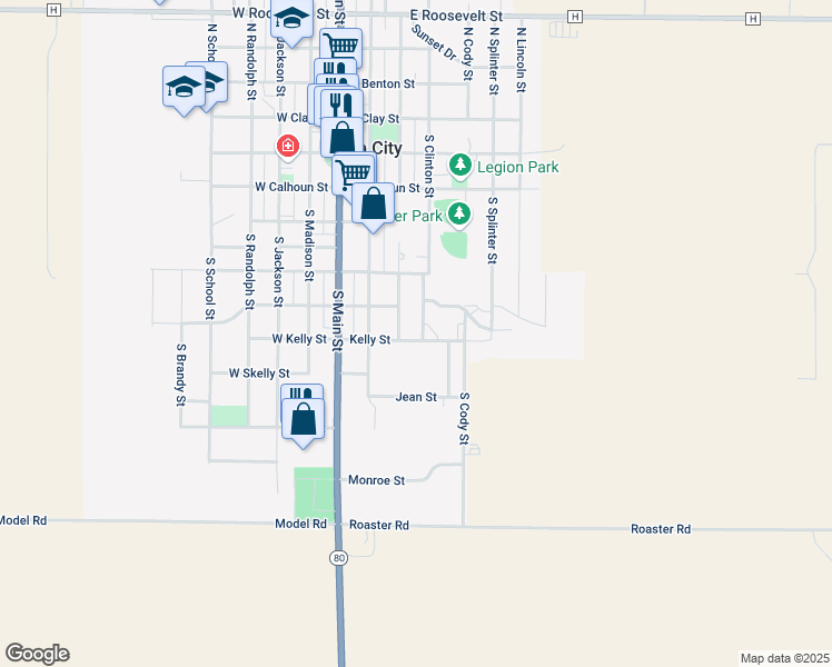 map of restaurants, bars, coffee shops, grocery stores, and more near 721 South Clinton Street in Cuba City