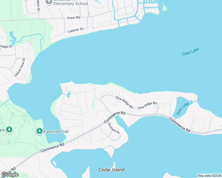map of restaurants, bars, coffee shops, grocery stores, and more near 4740 Dow Ridge Road in West Bloomfield Township