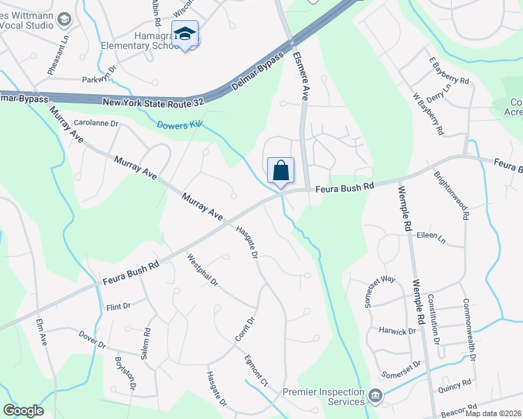map of restaurants, bars, coffee shops, grocery stores, and more near 11 McCombe Drive in Delmar