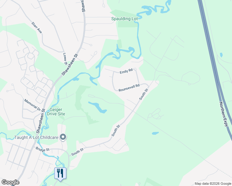 map of restaurants, bars, coffee shops, grocery stores, and more near 61 Regina South Drive in Tewksbury