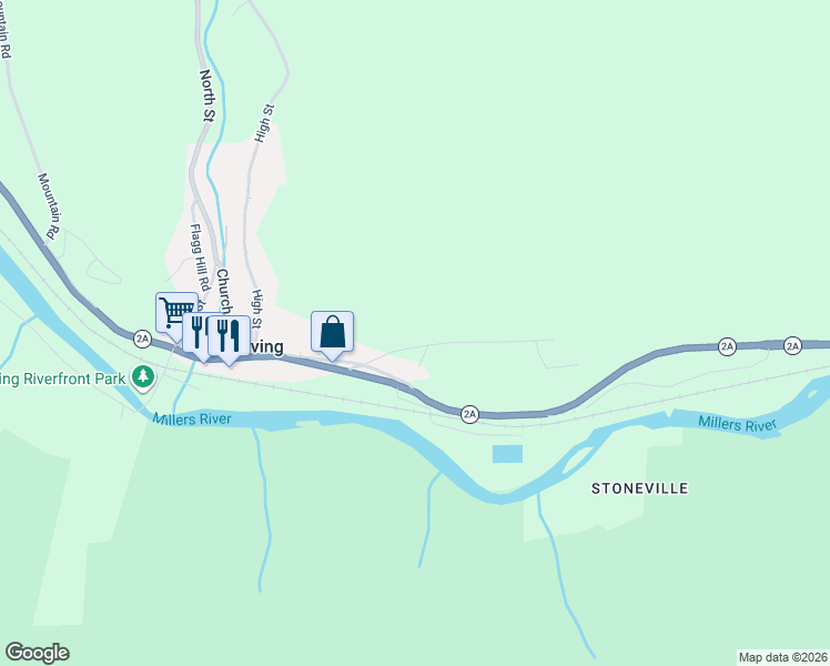 map of restaurants, bars, coffee shops, grocery stores, and more near 21 Prospect Street Extension in Erving