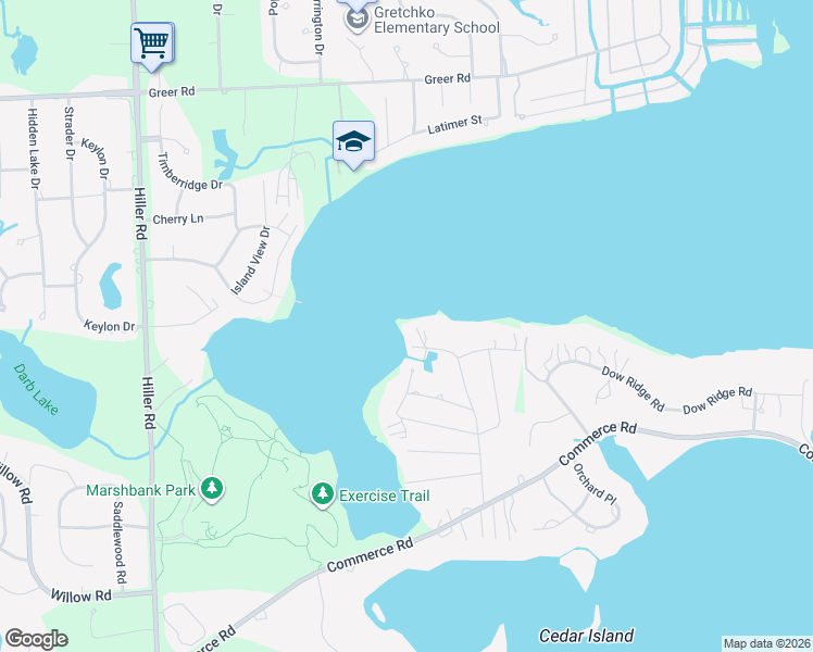 map of restaurants, bars, coffee shops, grocery stores, and more near 2500 Leroy Lane in West Bloomfield Township