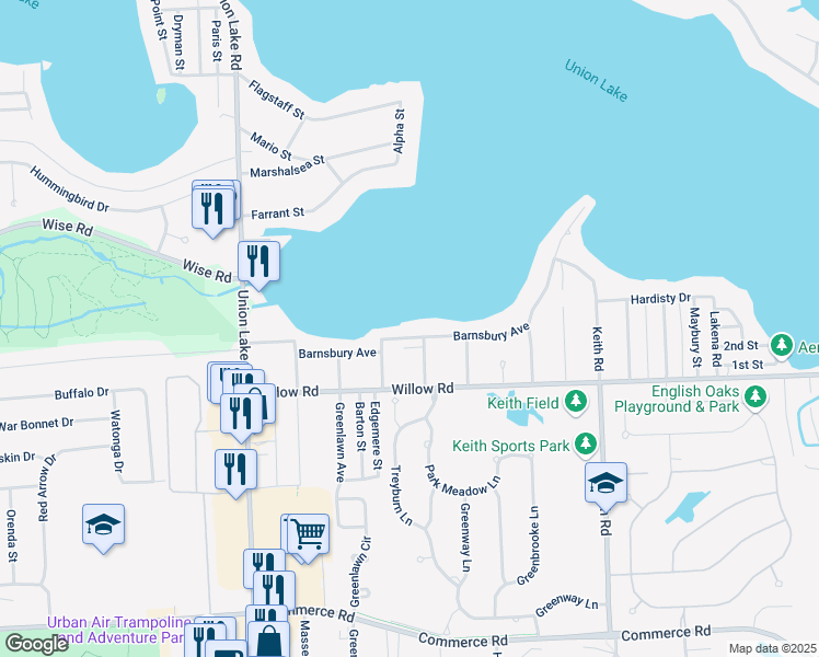 map of restaurants, bars, coffee shops, grocery stores, and more near 2431 Hoover Avenue in West Bloomfield Township