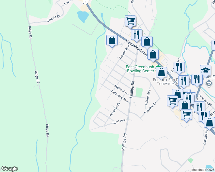 map of restaurants, bars, coffee shops, grocery stores, and more near 19 Delaware Avenue in Rensselaer