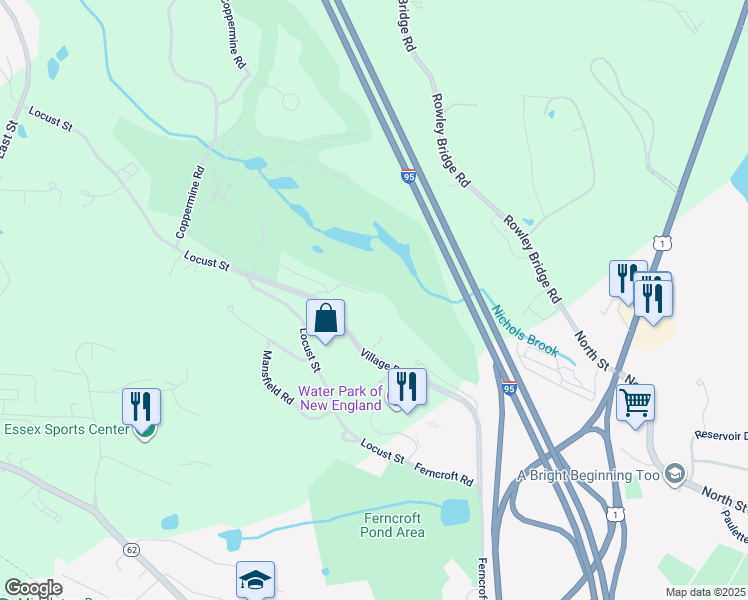map of restaurants, bars, coffee shops, grocery stores, and more near 36 Village Road in Middleton