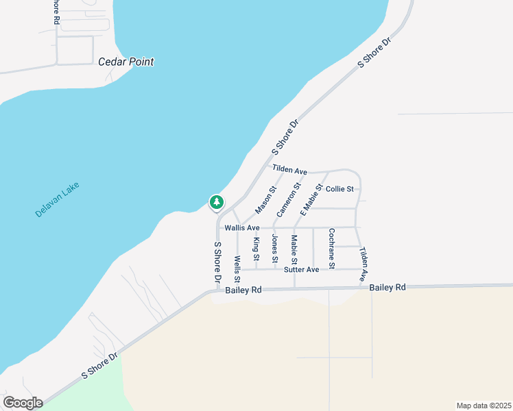map of restaurants, bars, coffee shops, grocery stores, and more near 2612 South Shore Drive in Delavan