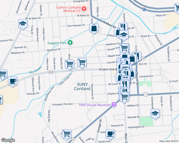 map of restaurants, bars, coffee shops, grocery stores, and more near in Cortland