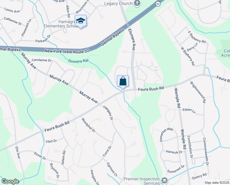 map of restaurants, bars, coffee shops, grocery stores, and more near 675 Feura Bush Road in Albany County