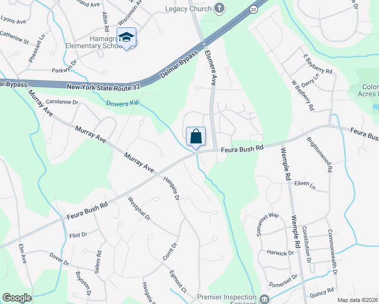 map of restaurants, bars, coffee shops, grocery stores, and more near 675 Feura Bush Road in Delmar