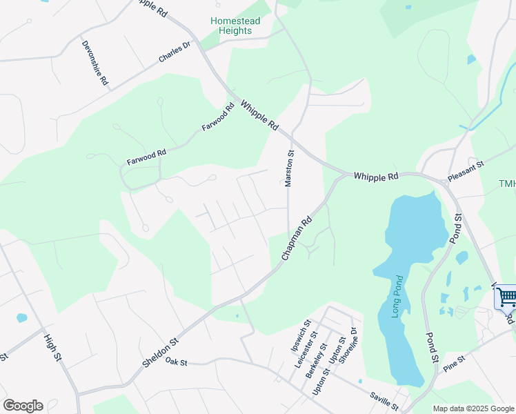 map of restaurants, bars, coffee shops, grocery stores, and more near 39 Van Buren Road in Tewksbury