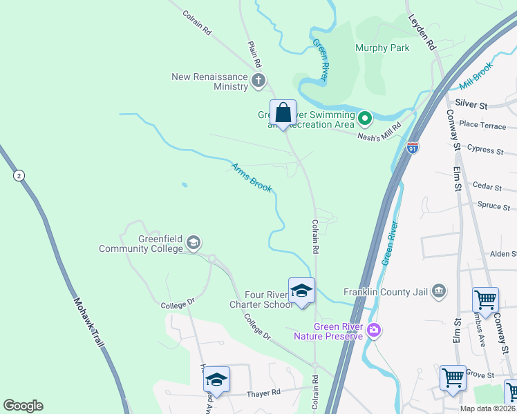map of restaurants, bars, coffee shops, grocery stores, and more near in Greenfield