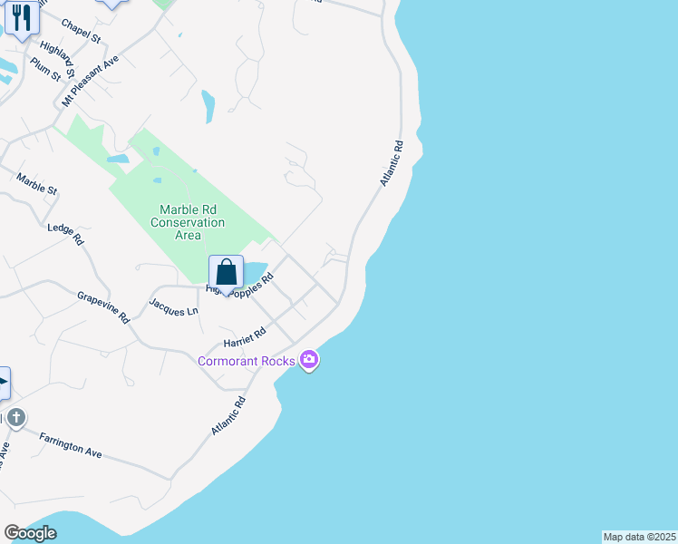 map of restaurants, bars, coffee shops, grocery stores, and more near 171 Atlantic Road in Gloucester