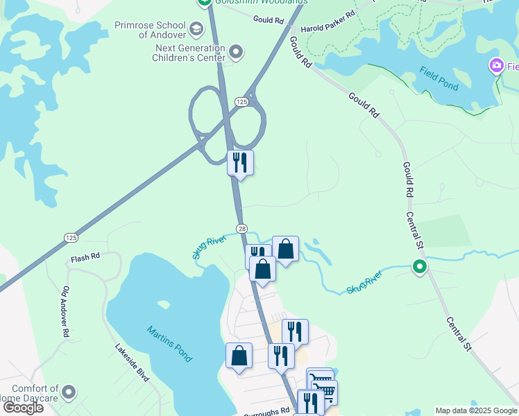 map of restaurants, bars, coffee shops, grocery stores, and more near in Andover