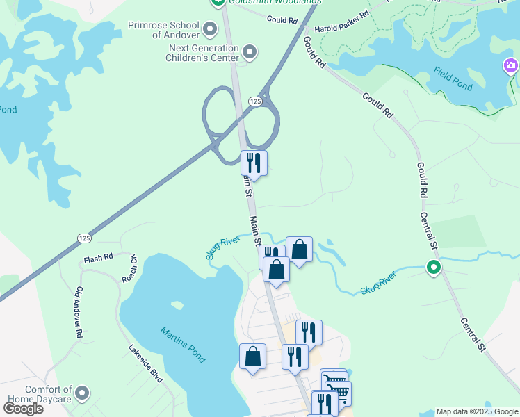 map of restaurants, bars, coffee shops, grocery stores, and more near in Andover