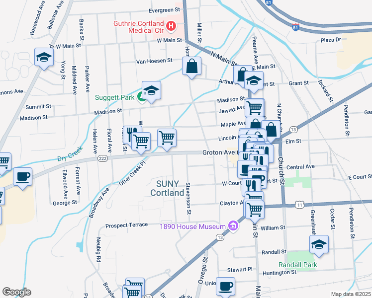map of restaurants, bars, coffee shops, grocery stores, and more near in Cortland