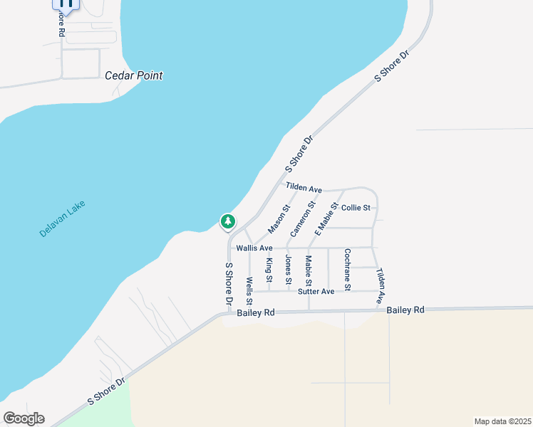 map of restaurants, bars, coffee shops, grocery stores, and more near 2612 South Shore Drive in Delavan