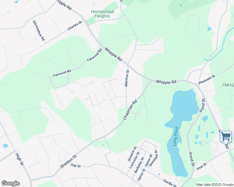 map of restaurants, bars, coffee shops, grocery stores, and more near 39 Van Buren Road in Tewksbury