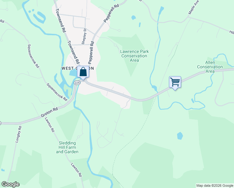 map of restaurants, bars, coffee shops, grocery stores, and more near 74 West Main Street in Groton