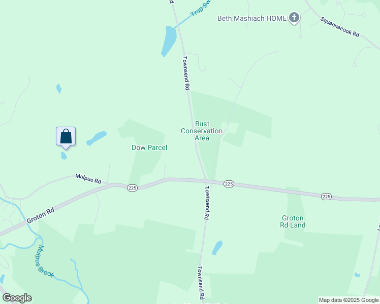 map of restaurants, bars, coffee shops, grocery stores, and more near 74 Townsend Road in Shirley