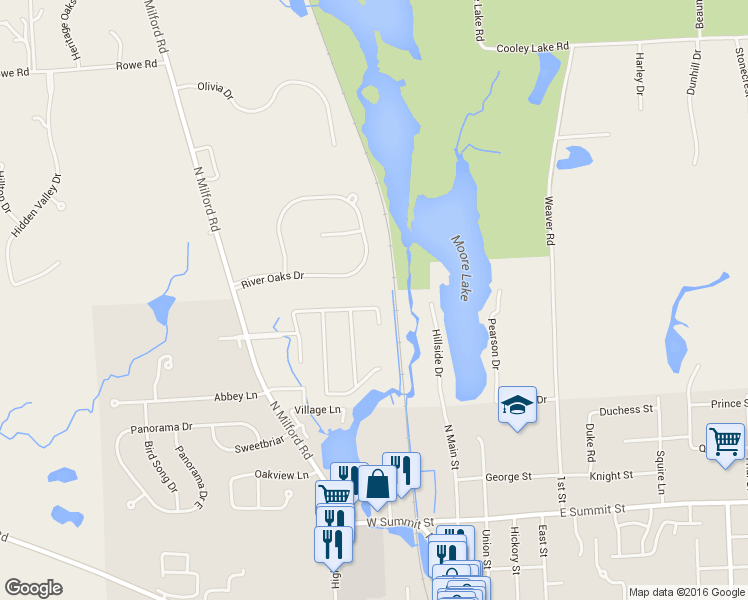 map of restaurants, bars, coffee shops, grocery stores, and more near 355 Napa Valley Drive in Milford Charter Township