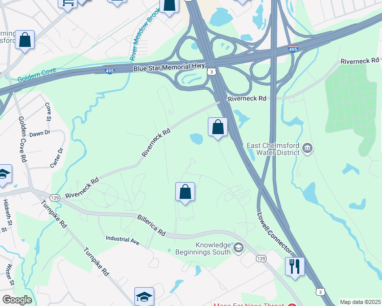 map of restaurants, bars, coffee shops, grocery stores, and more near 300 Apollo Drive in Chelmsford