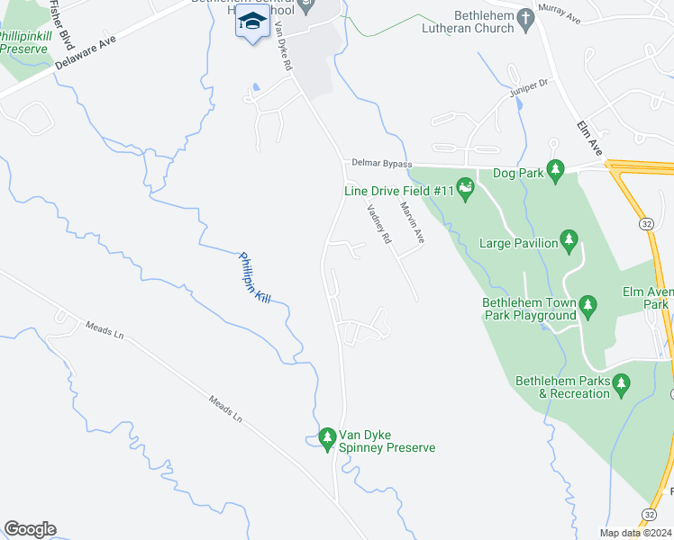 map of restaurants, bars, coffee shops, grocery stores, and more near 11 Coorte Place in Delmar