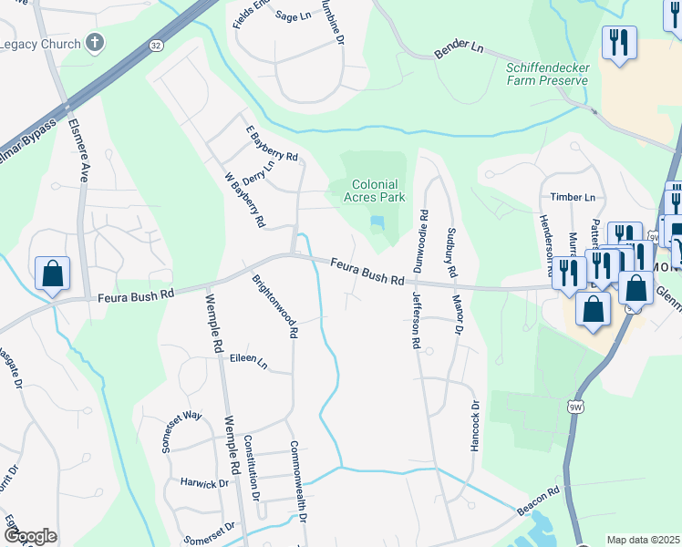 map of restaurants, bars, coffee shops, grocery stores, and more near 508 Feura Bush Road in Glenmont